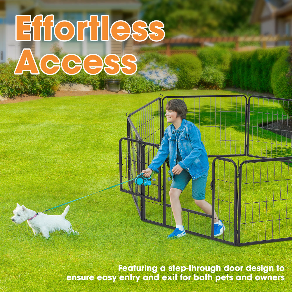 Petzly Dog Playpen Puppy Exercise Cage Pet Cage Enclosure 8 Panel 80x60CM Black - Sunyee