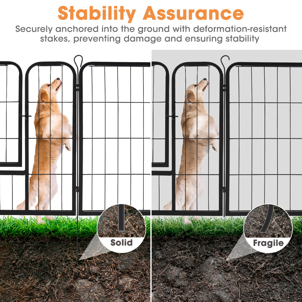 Petzly Dog Playpen Puppy Exercise Cage Pet Cage Enclosure 8 Panel 80x60CM Black - Sunyee