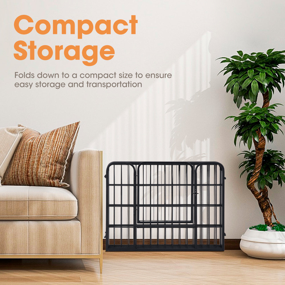 Petzly Dog Playpen Puppy Exercise Cage Pet Cage Enclosure 8 Panel 80x60CM Black - Sunyee