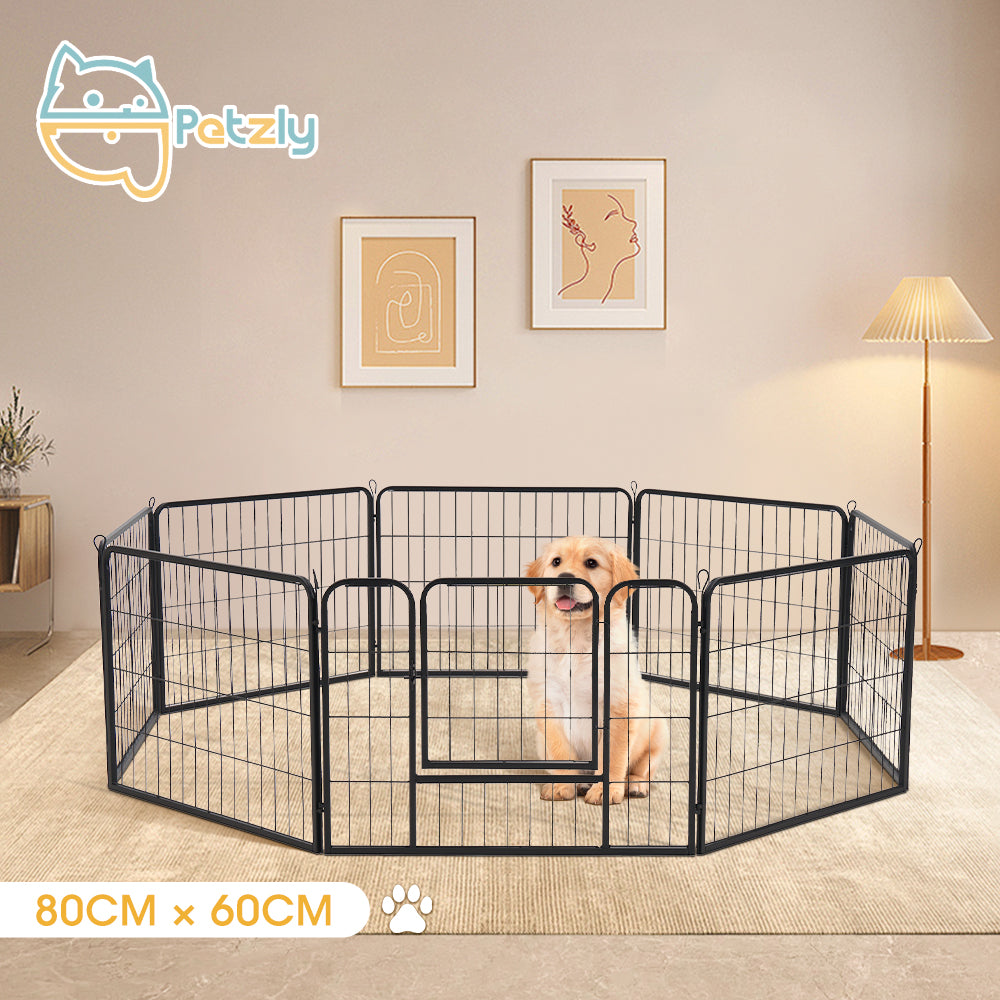 Petzly Dog 8 Panel Playpen Puppy Exercise Cage Pet Cage Enclosure - Sunyee