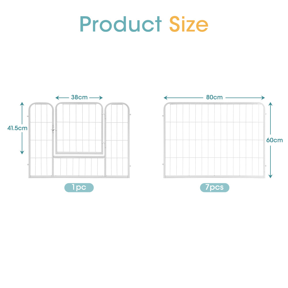 Petzly Dog Playpen Puppy Exercise Cage Pet Cage Enclosure 8 Panel 80x60CM White - Sunyee