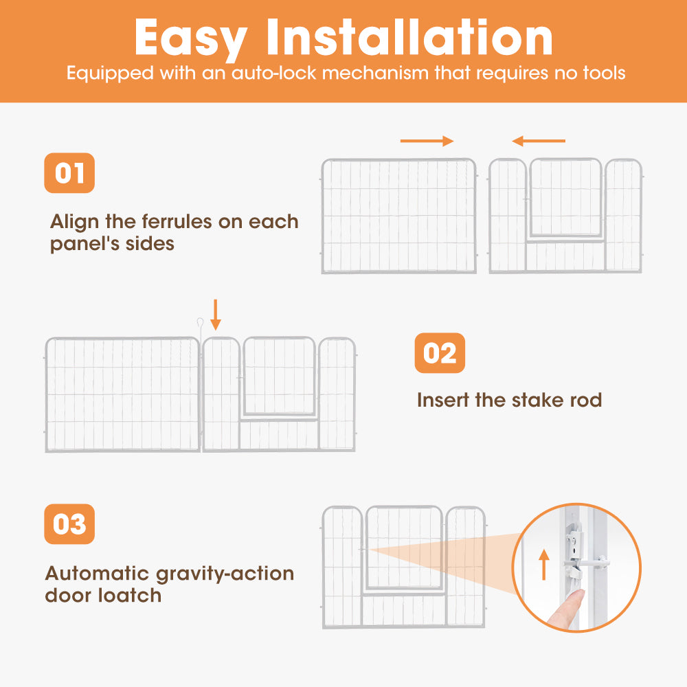 Petzly Dog Playpen Puppy Exercise Cage Pet Cage Enclosure 8 Panel 80x60CM White - Sunyee