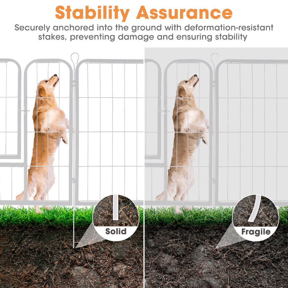 Petzly Dog Playpen Puppy Exercise Cage Pet Cage Enclosure 8 Panel 80x60CM White - Sunyee