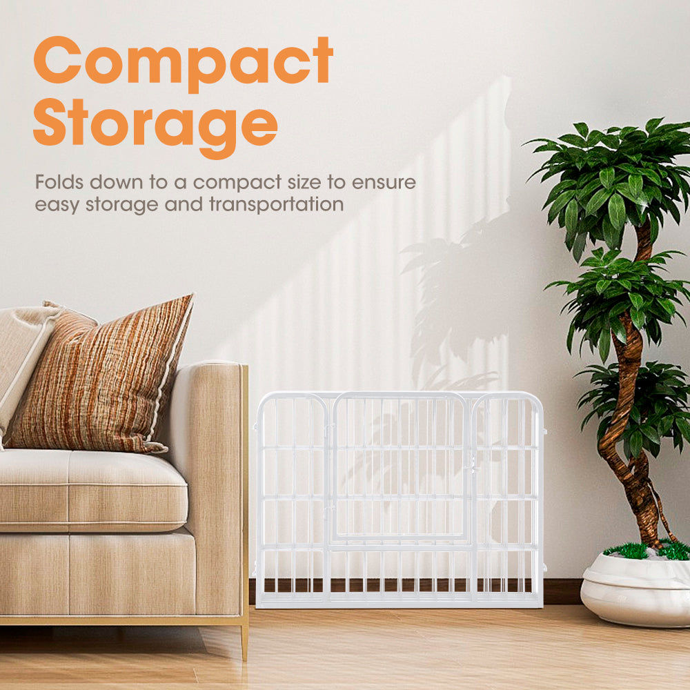 Petzly Dog Playpen Puppy Exercise Cage Pet Cage Enclosure 8 Panel 80x60CM White - Sunyee