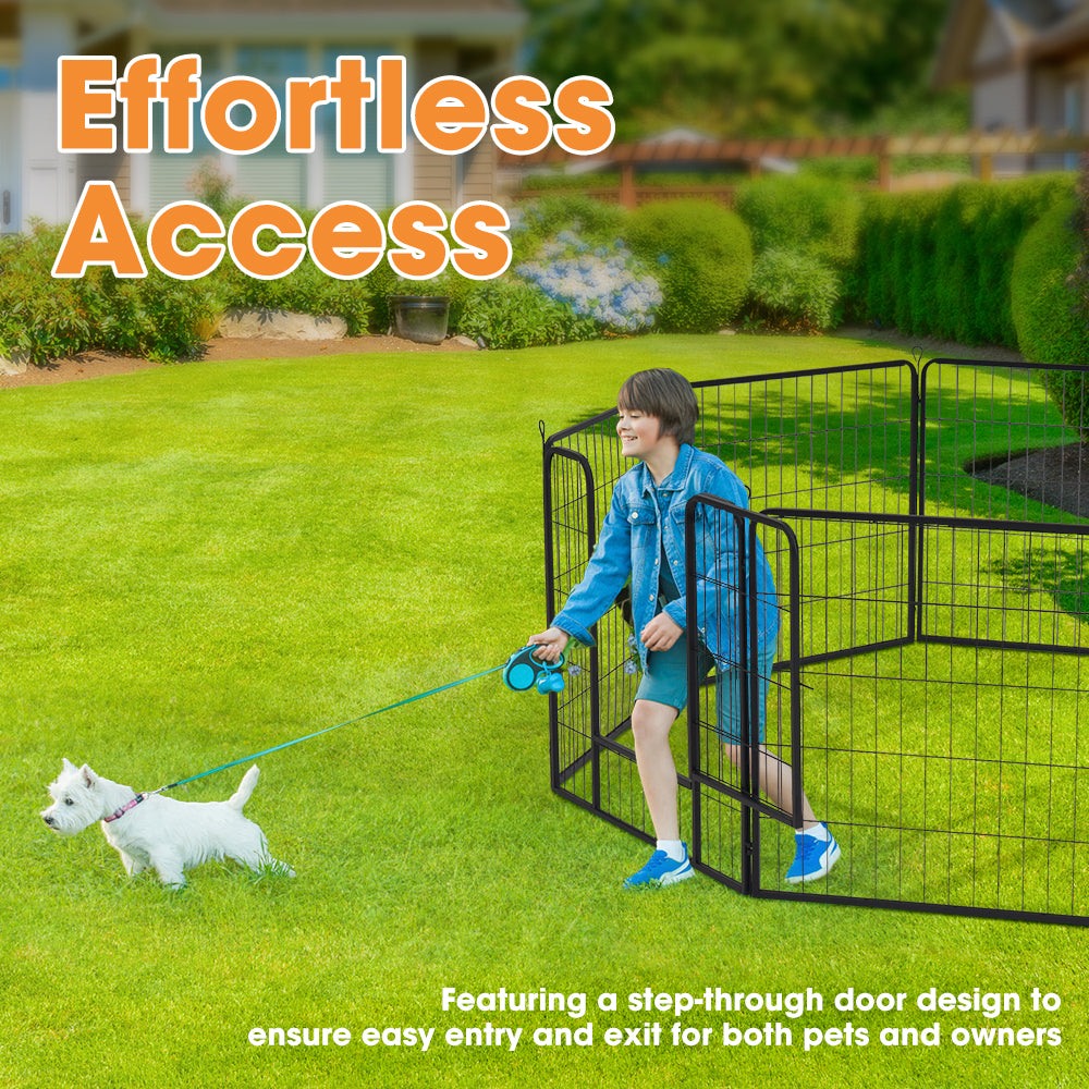 Petzly Dog Playpen Puppy Exercise Cage Pet Cage Enclosure 8 Panel 80x80CM Black - Sunyee