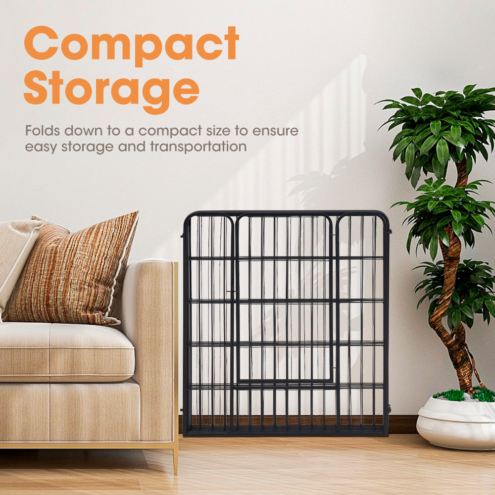Petzly Dog Playpen Puppy Exercise Cage Pet Cage Enclosure 8 Panel 80x80CM Black - Sunyee