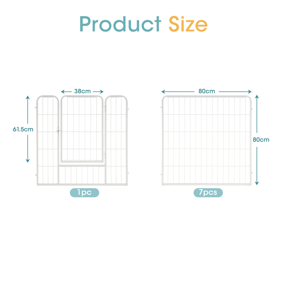 Petzly Dog Playpen Puppy Exercise Cage Pet Cage Enclosure 8 Panel 80x80CM White - Sunyee