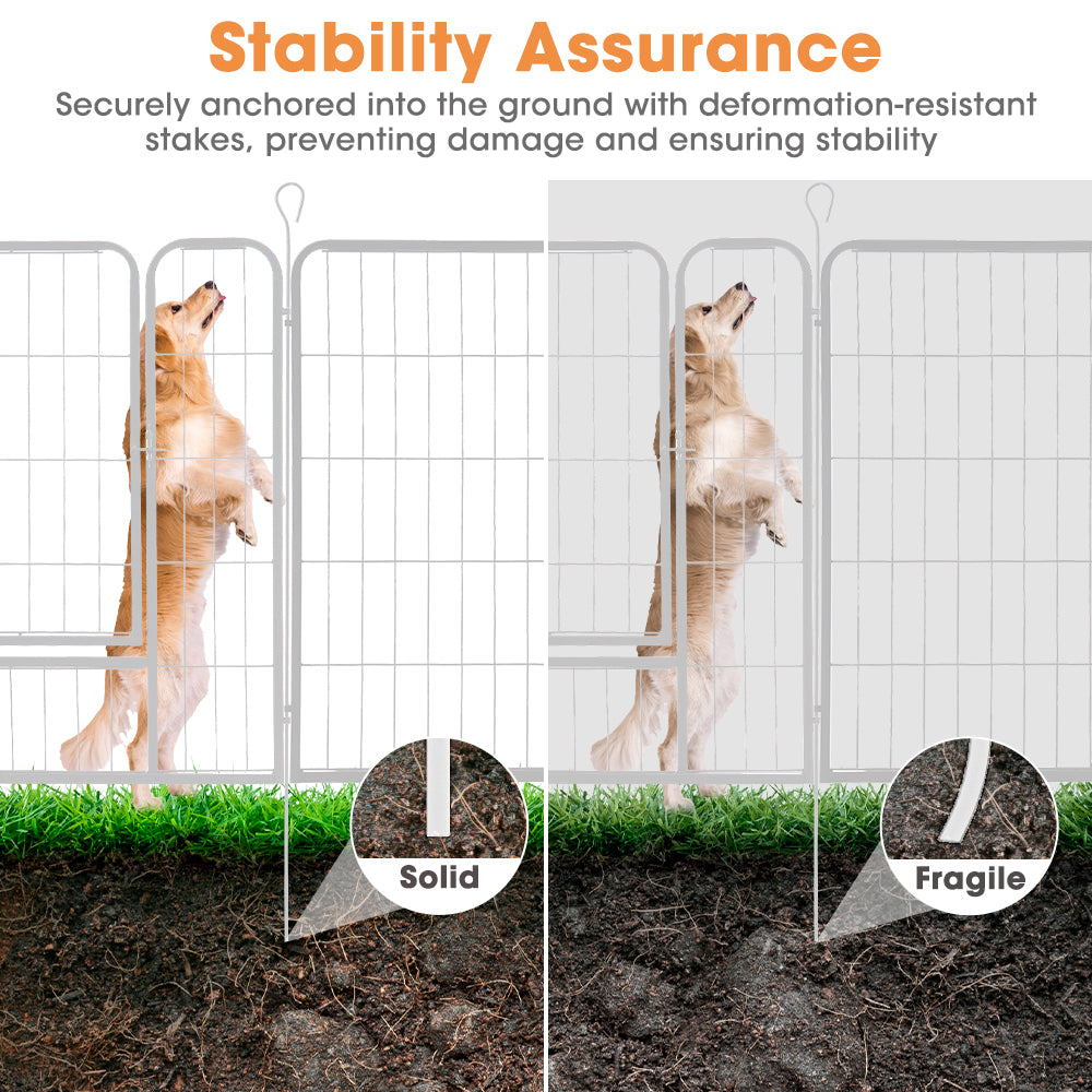 Petzly Dog Playpen Puppy Exercise Cage Pet Cage Enclosure 8 Panel 80x80CM White - Sunyee