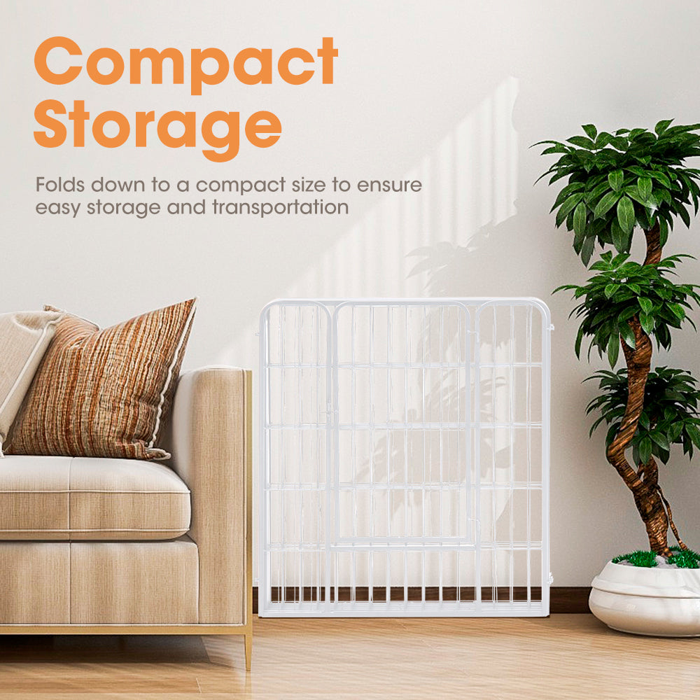 Petzly Dog Playpen Puppy Exercise Cage Pet Cage Enclosure 8 Panel 80x80CM White - Sunyee