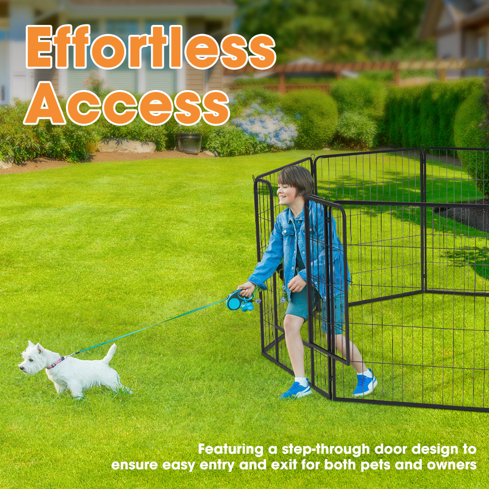 Petzly Dog Playpen Puppy Exercise Cage Pet Cage Enclosure 8 Panel 80x100CM Black - Sunyee