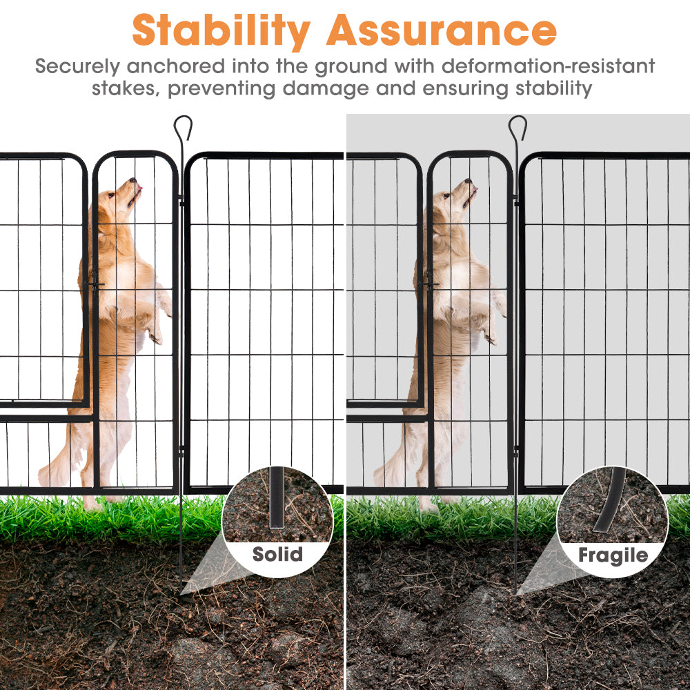 Petzly Dog Playpen Puppy Exercise Cage Pet Cage Enclosure 8 Panel 80x100CM Black - Sunyee