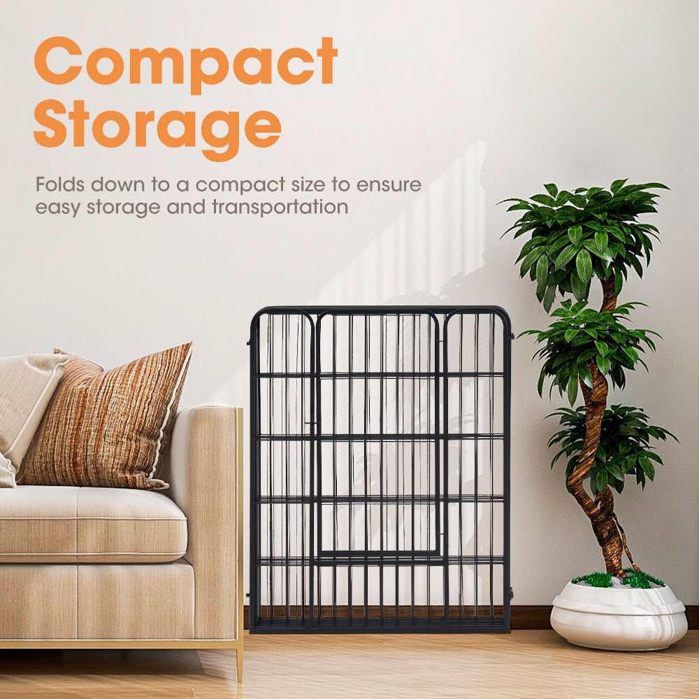 Petzly Dog Playpen Puppy Exercise Cage Pet Cage Enclosure 8 Panel 80x100CM Black - Sunyee