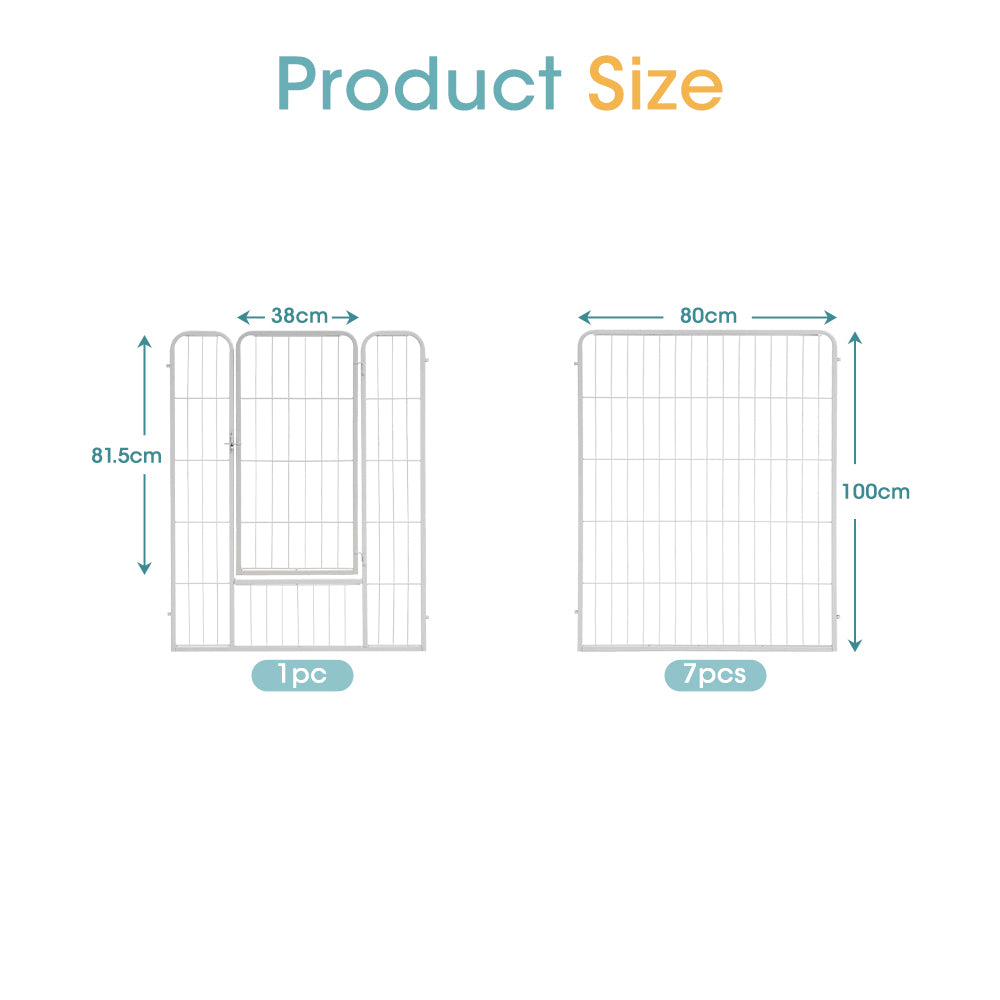 Petzly Dog Playpen Puppy Exercise Cage Pet Cage Enclosure 8 Panel 80x100CM White - Sunyee