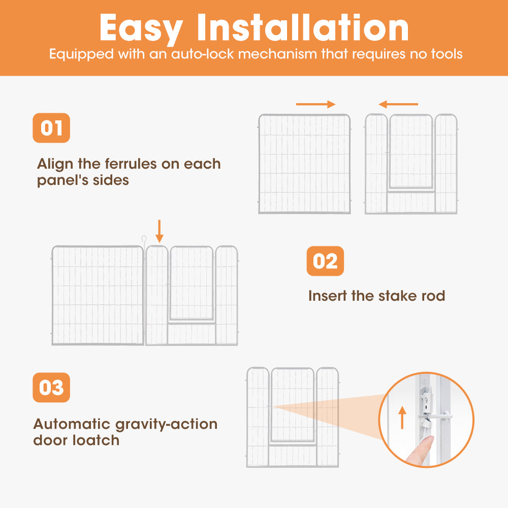 Petzly Dog Playpen Puppy Exercise Cage Pet Cage Enclosure 8 Panel 80x100CM White - Sunyee
