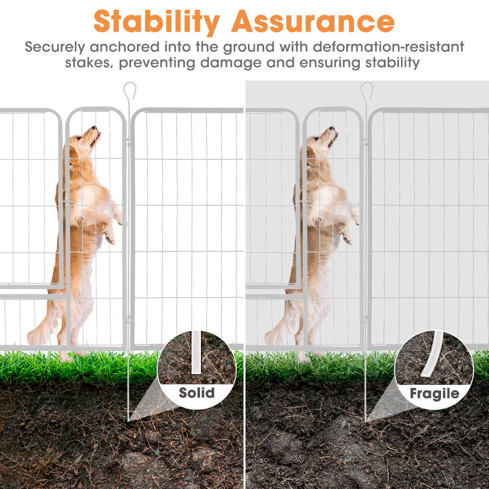 Petzly Dog Playpen Puppy Exercise Cage Pet Cage Enclosure 8 Panel 80x100CM White - Sunyee