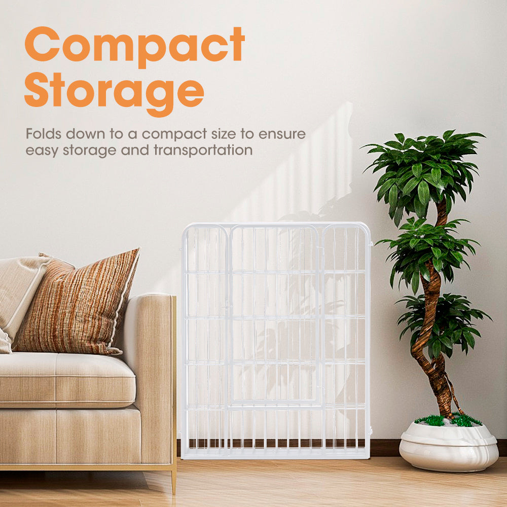 Petzly Dog Playpen Puppy Exercise Cage Pet Cage Enclosure 8 Panel 80x100CM White - Sunyee