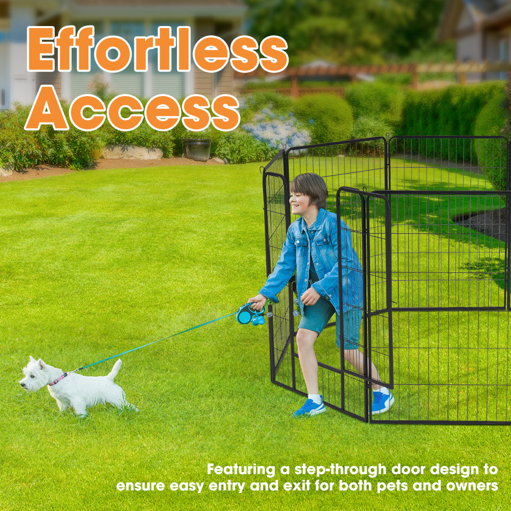 Petzly Dog Playpen Puppy Exercise Cage Pet Cage Enclosure 8 Panel 80x120CM Black - Sunyee