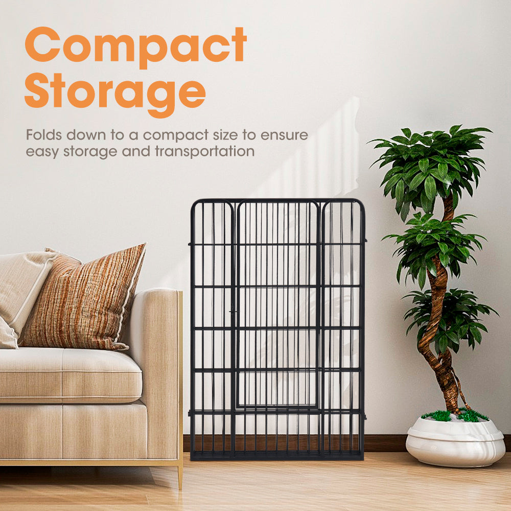 Petzly Dog Playpen Puppy Exercise Cage Pet Cage Enclosure 8 Panel 80x120CM Black - Sunyee