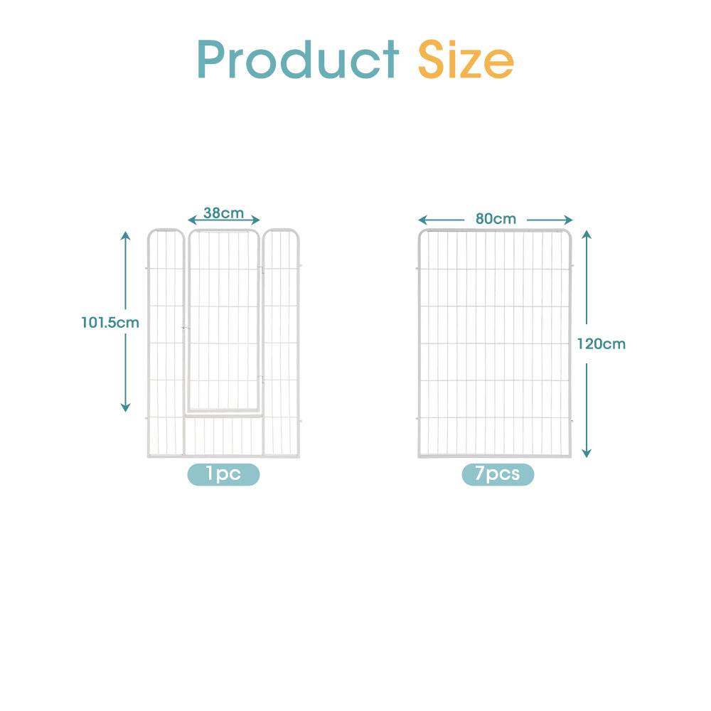 Petzly Dog Playpen Puppy Exercise Cage Pet Cage Enclosure 8 Panel 80x120CM White - Sunyee