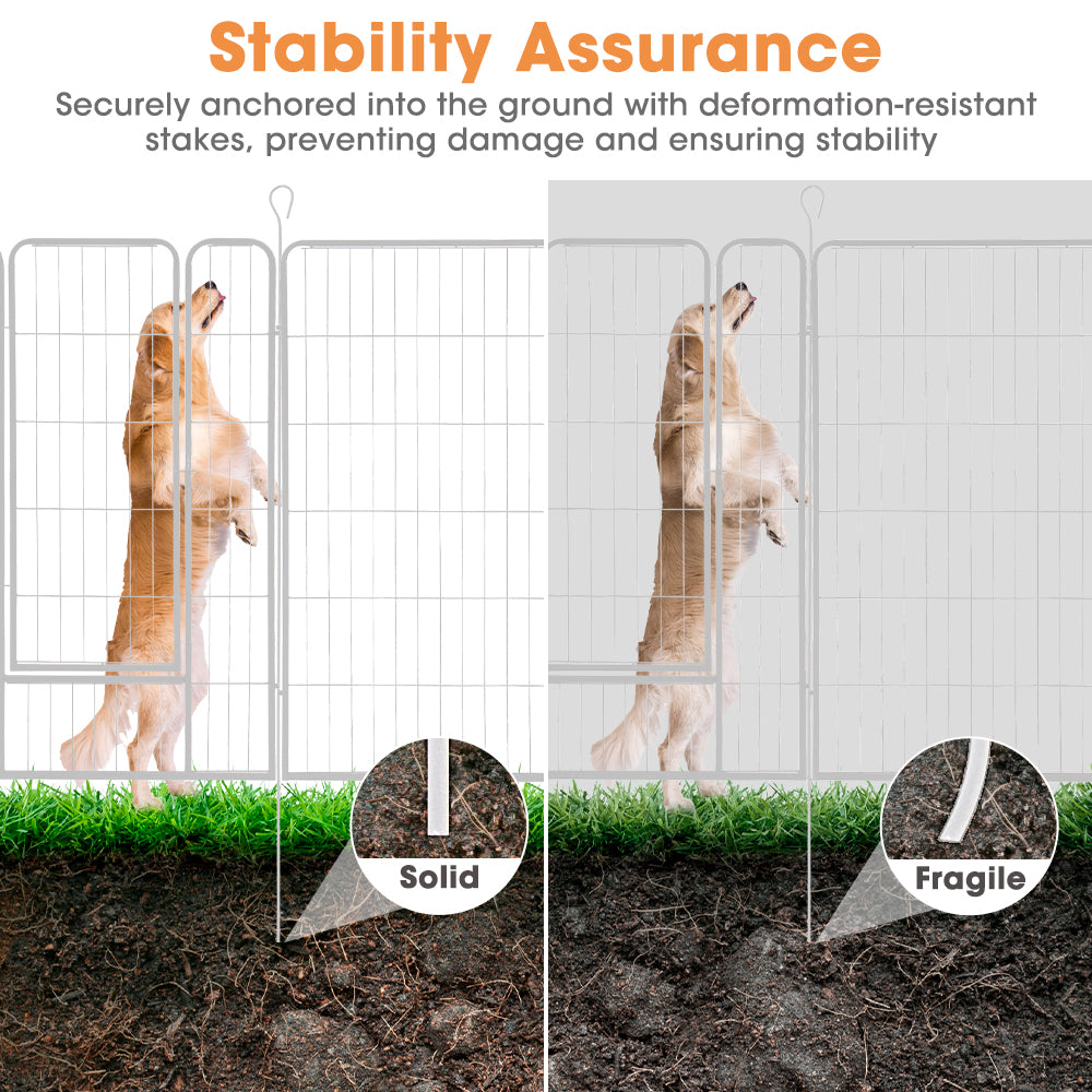 Petzly Dog Playpen Puppy Exercise Cage Pet Cage Enclosure 8 Panel 80x120CM White - Sunyee