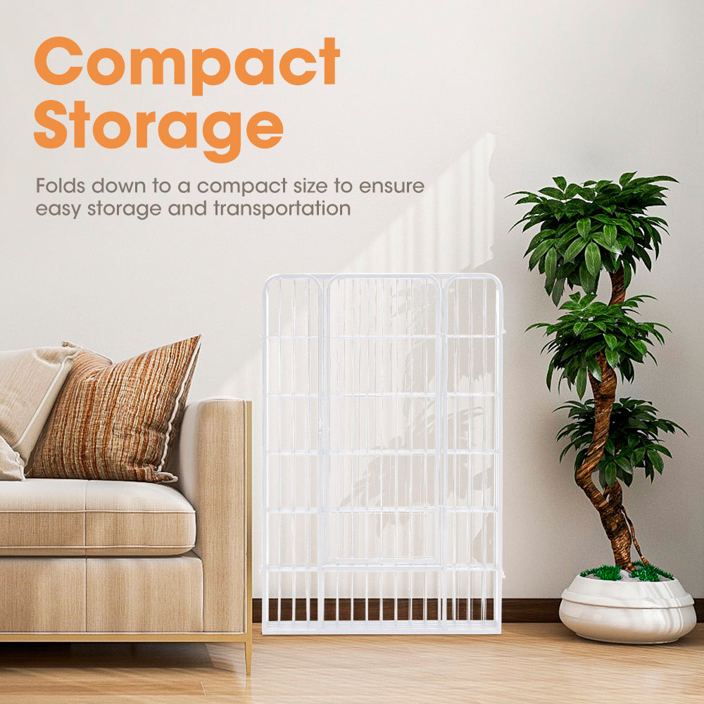 Petzly Dog Playpen Puppy Exercise Cage Pet Cage Enclosure 8 Panel 80x120CM White - Sunyee