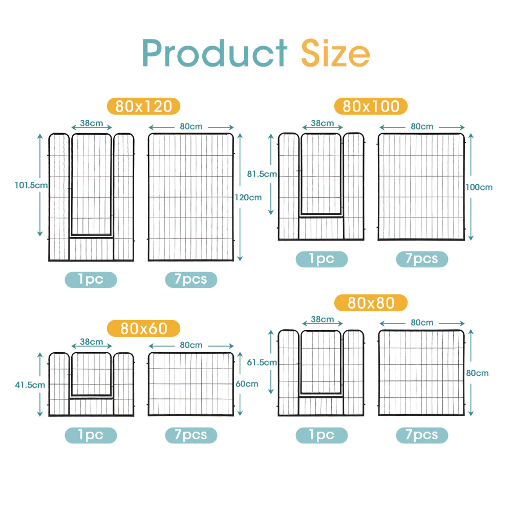Petzly Dog 8 Panel Playpen Puppy Exercise Cage Pet Cage Enclosure - Sunyee