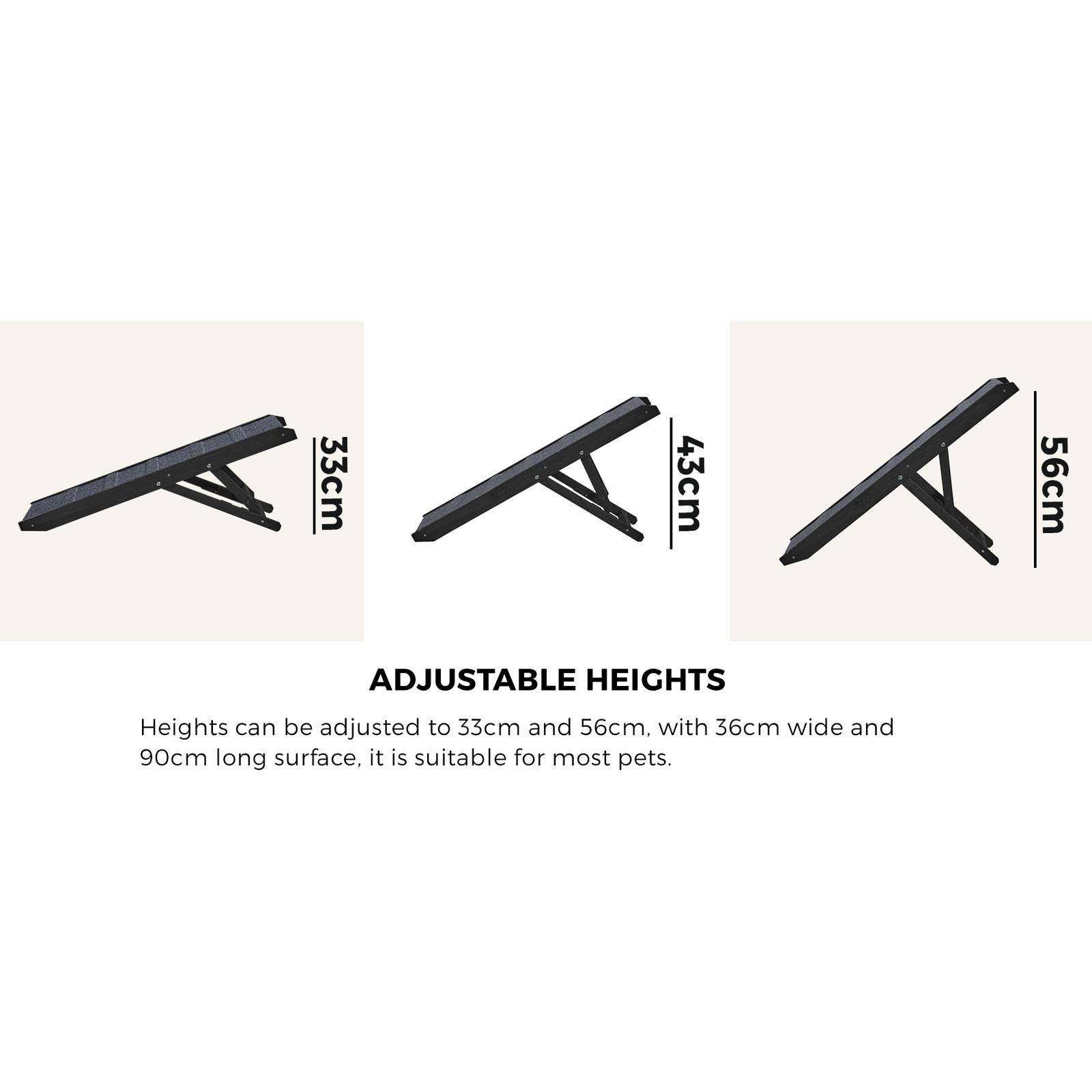 Alopet Dog Pet Ramp Adjustable Height Dogs Stairs Bed Sofa Car Foldable 90cm - Sunyee