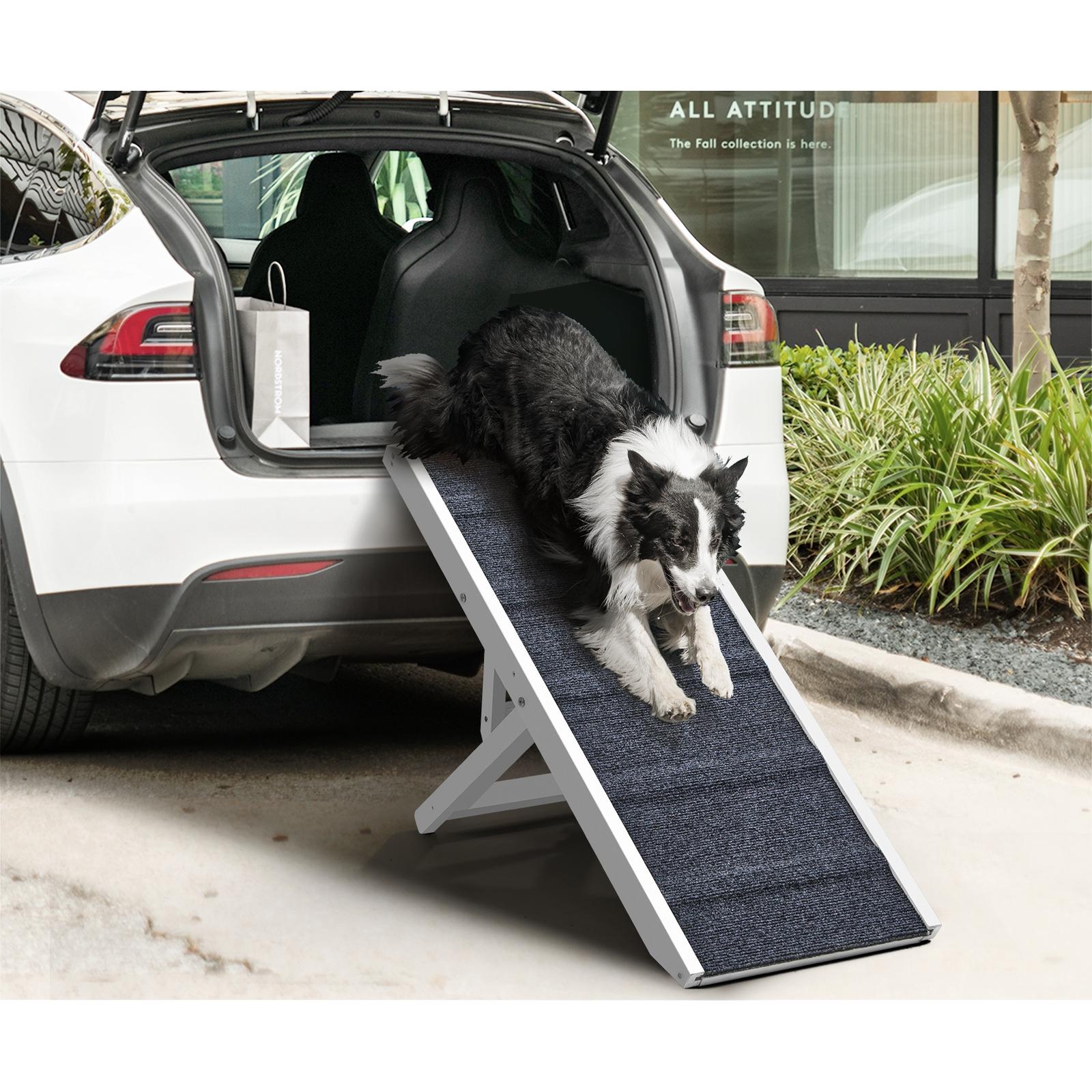 Alopet Dog Pet Ramp Adjustable Height Stairs Bed Sofa Car Foldable 90cm White - Sunyee