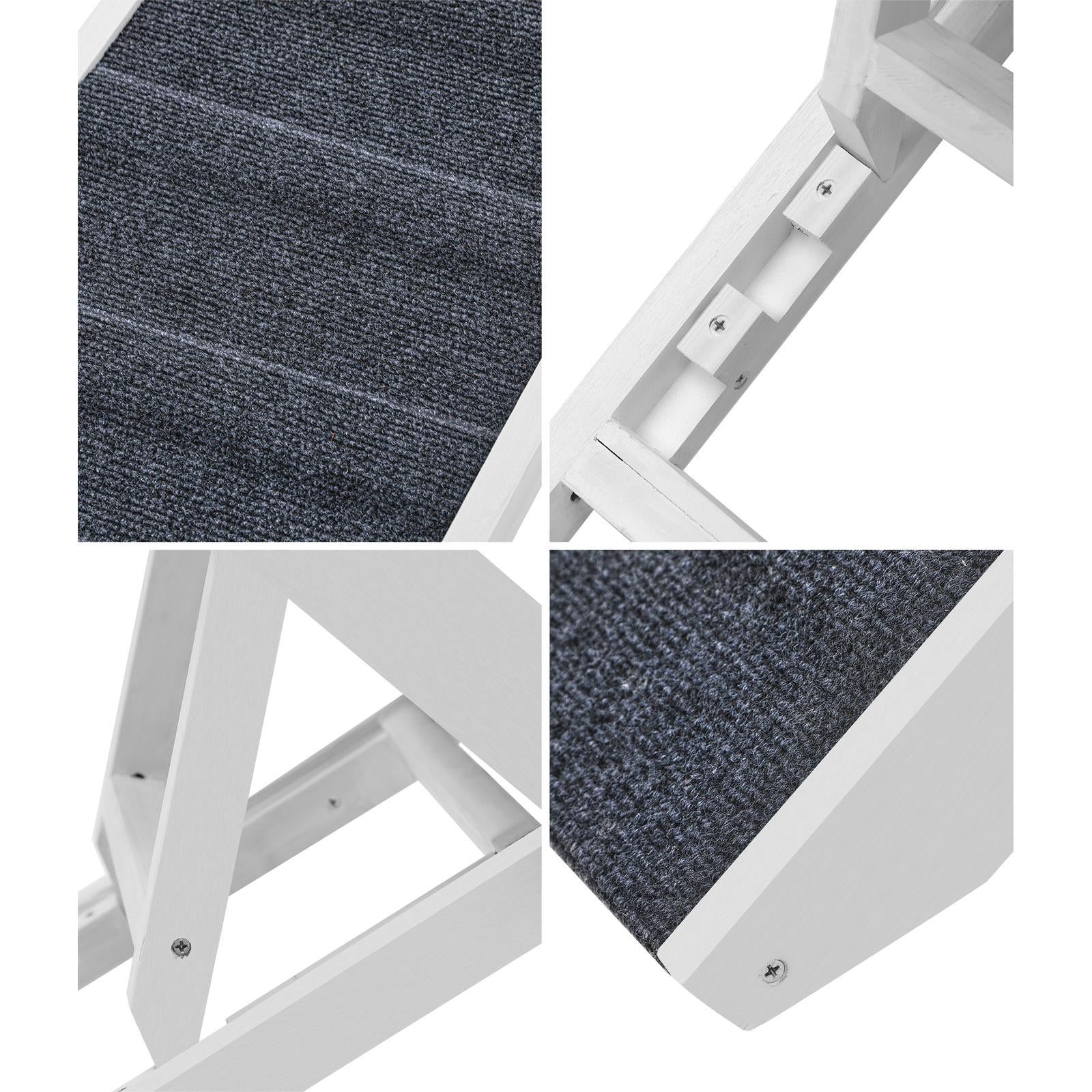 Alopet Dog Pet Ramp Adjustable Height Stairs Bed Sofa Car Foldable 90cm White - Sunyee