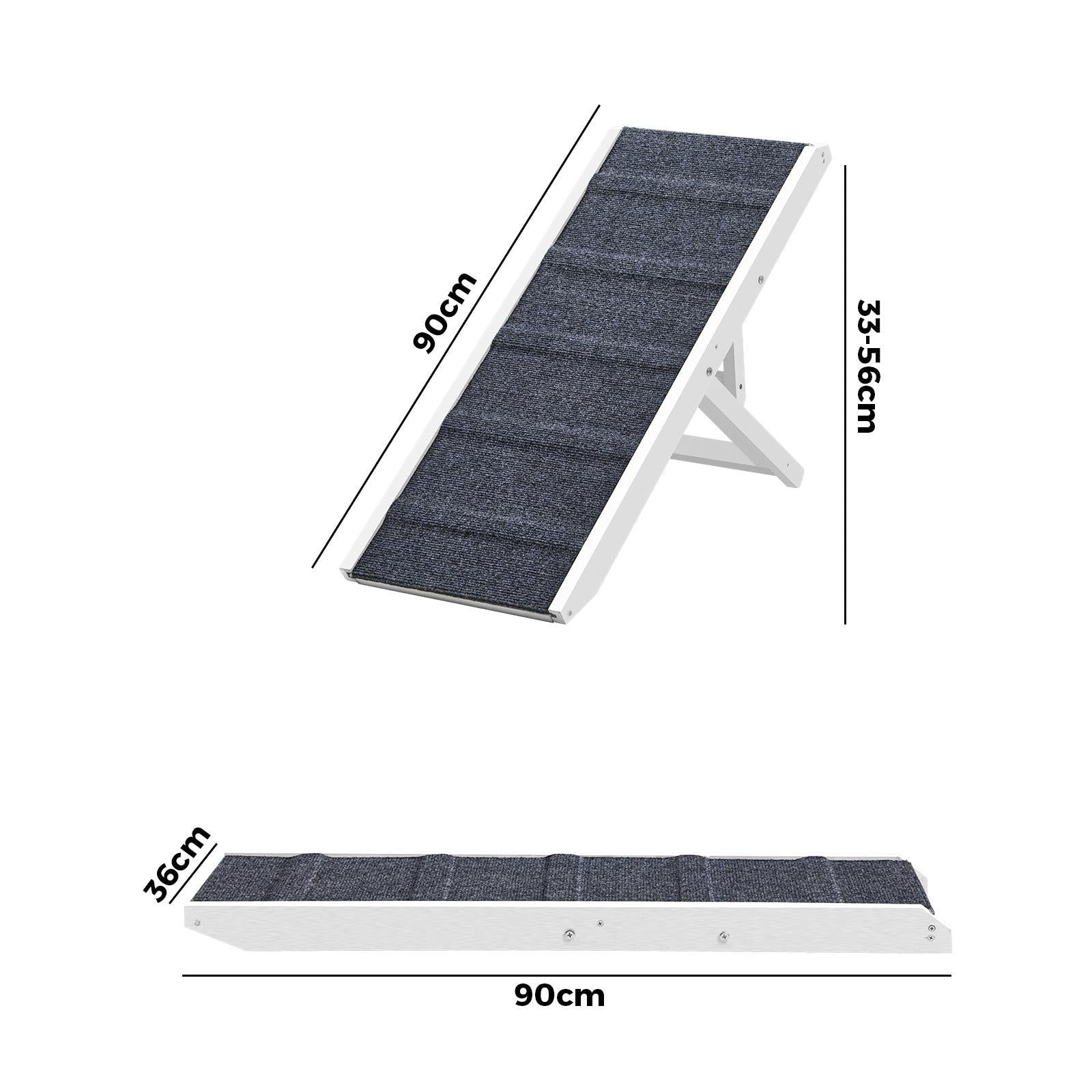 Alopet Dog Pet Ramp Adjustable Height Stairs Bed Sofa Car Foldable 90cm White - Sunyee