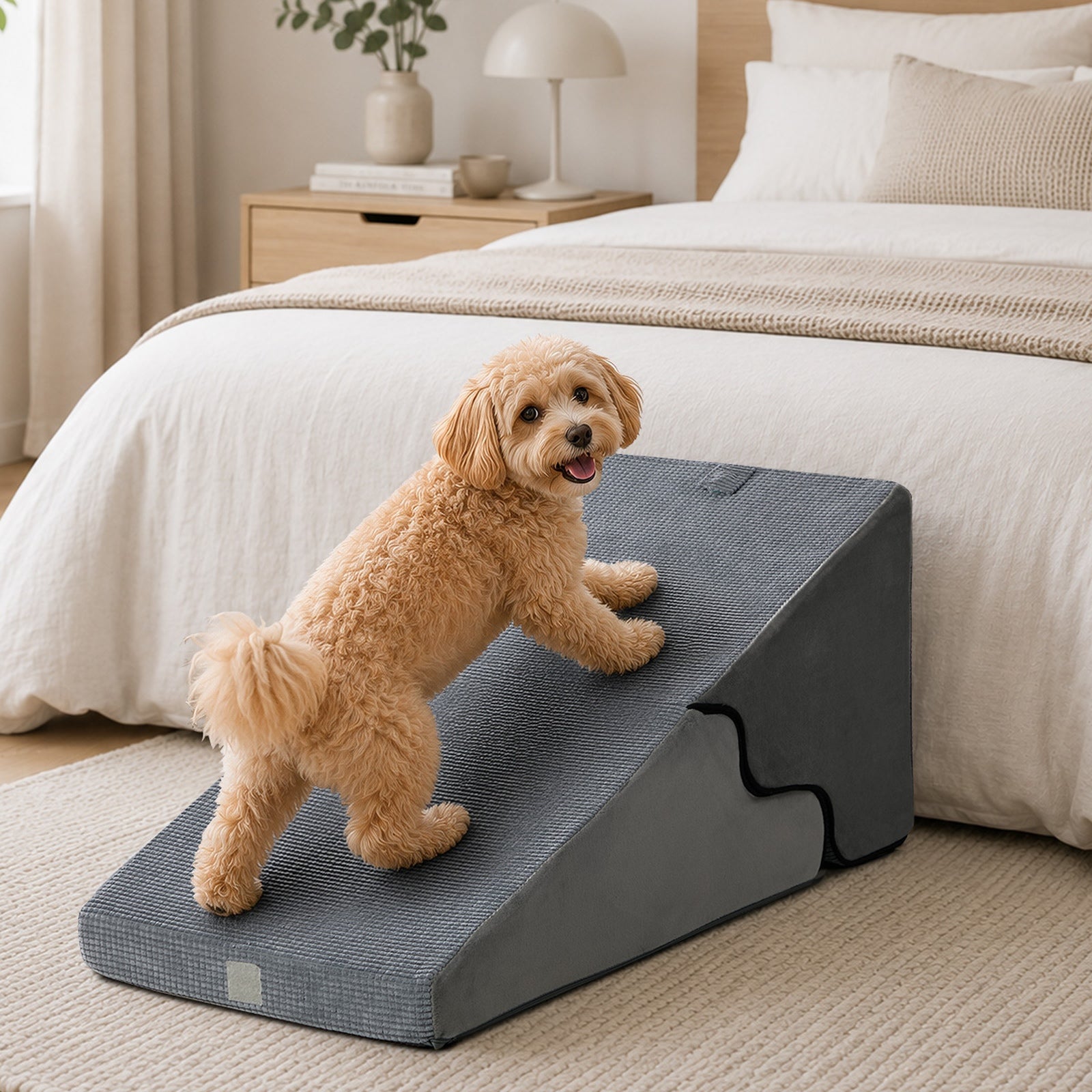 Alopet Pet Ramp Foam Dog Cover Stairs Washable Ladder For Bed Sofa Car 4 Steps