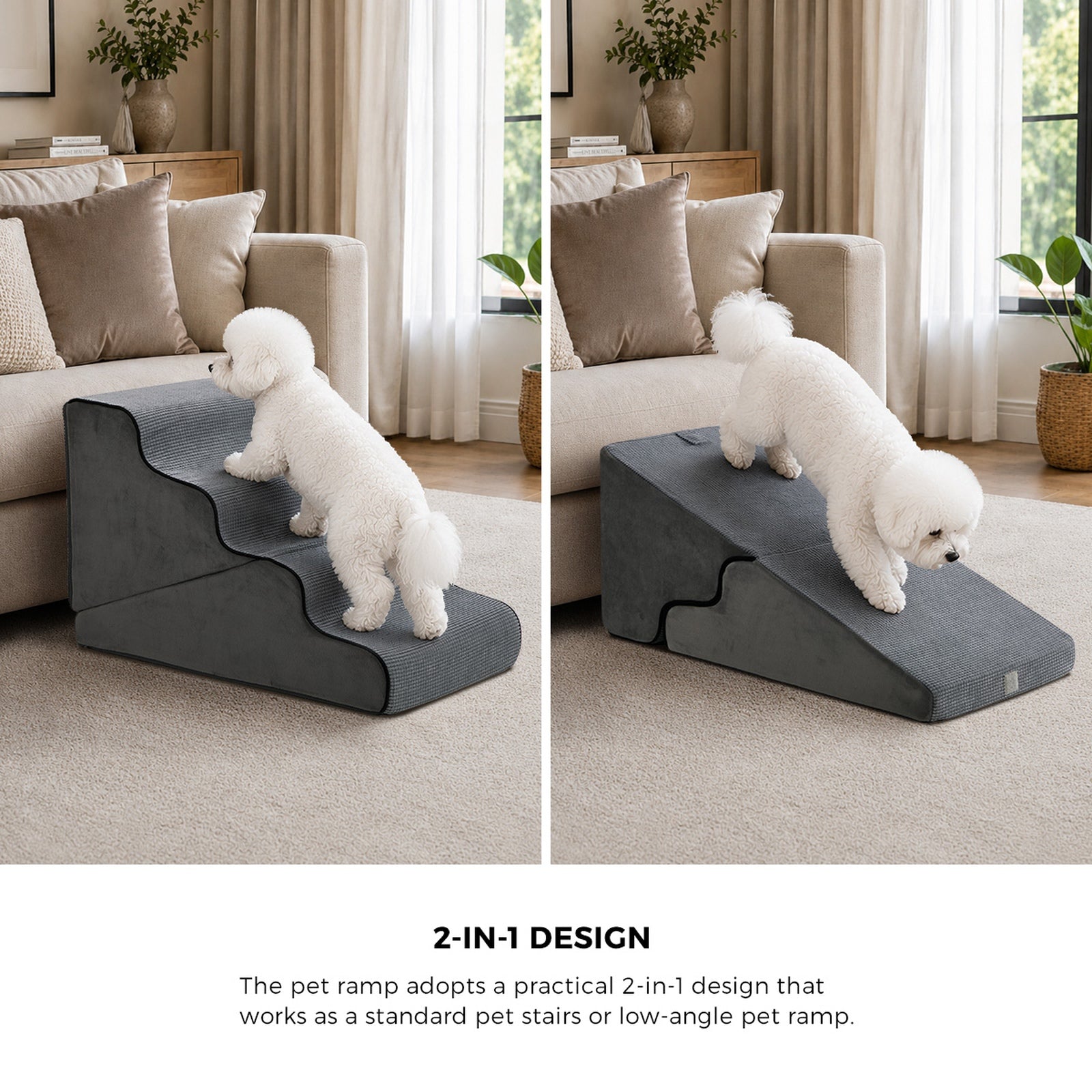 Alopet Pet Ramp Foam Dog Cover Stairs Washable Ladder For Bed Sofa Car 4 Steps