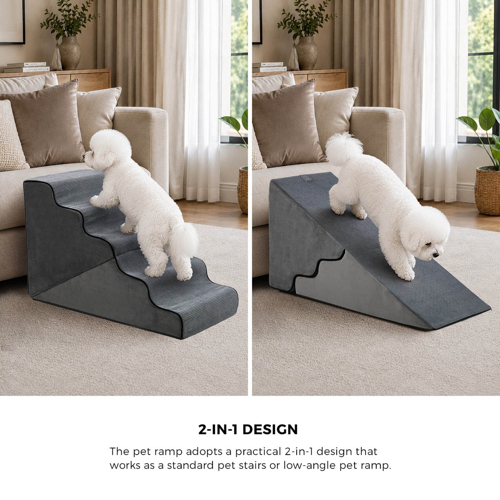 Alopet Pet Ramp Foam Dog Cover Stairs Washable Ladder For Bed Sofa Car 5 Steps