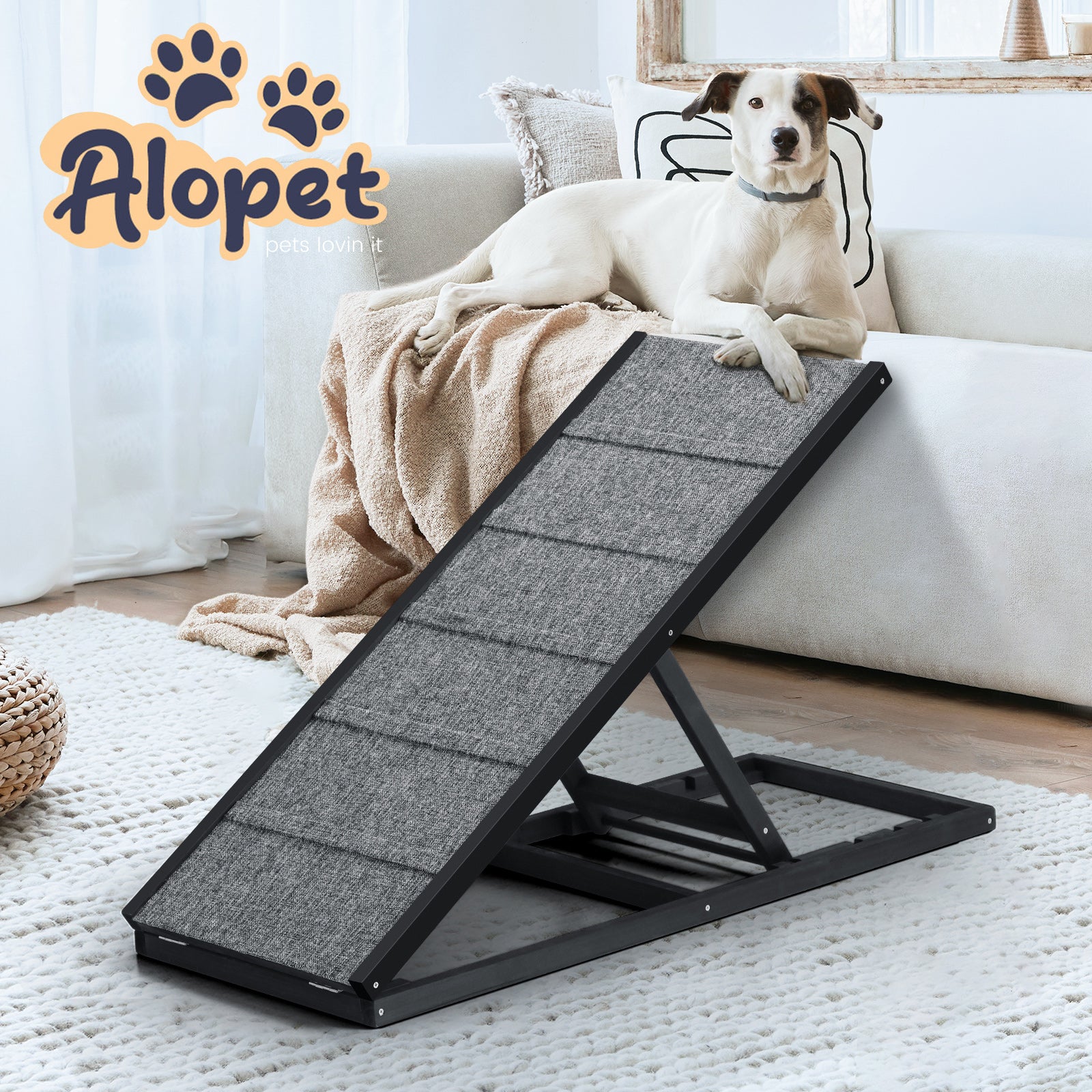 Alopet Dog Pet Ramp Adjustable Height Dogs Stairs Bed Sofa Car Foldable 100cm - Sunyee