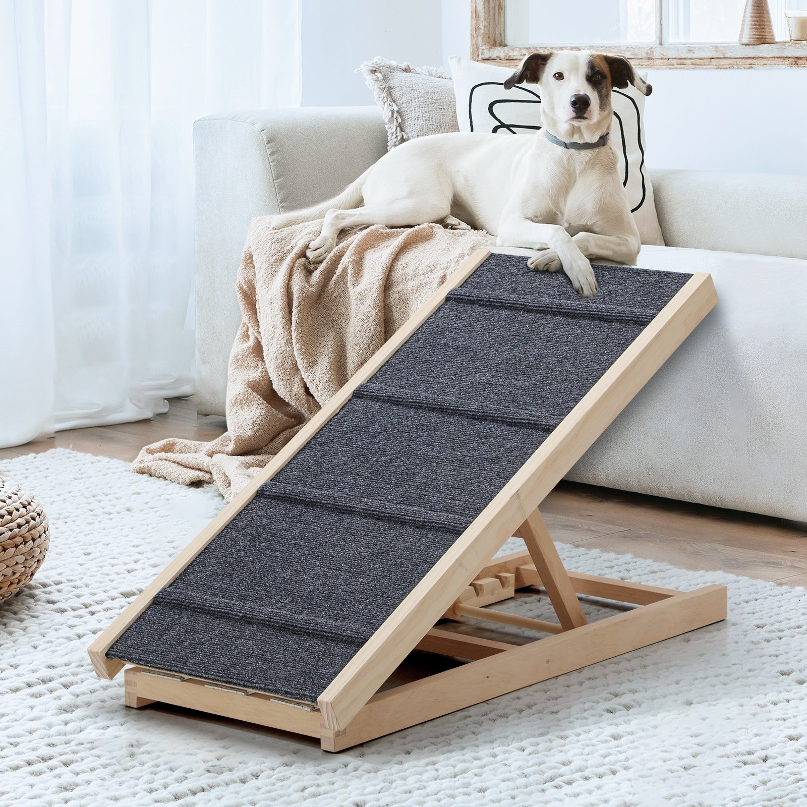 Alopet Dog Pet Ramp Adjustable Height Stairs Bed Sofa Car Foldable 100cm - Sunyee