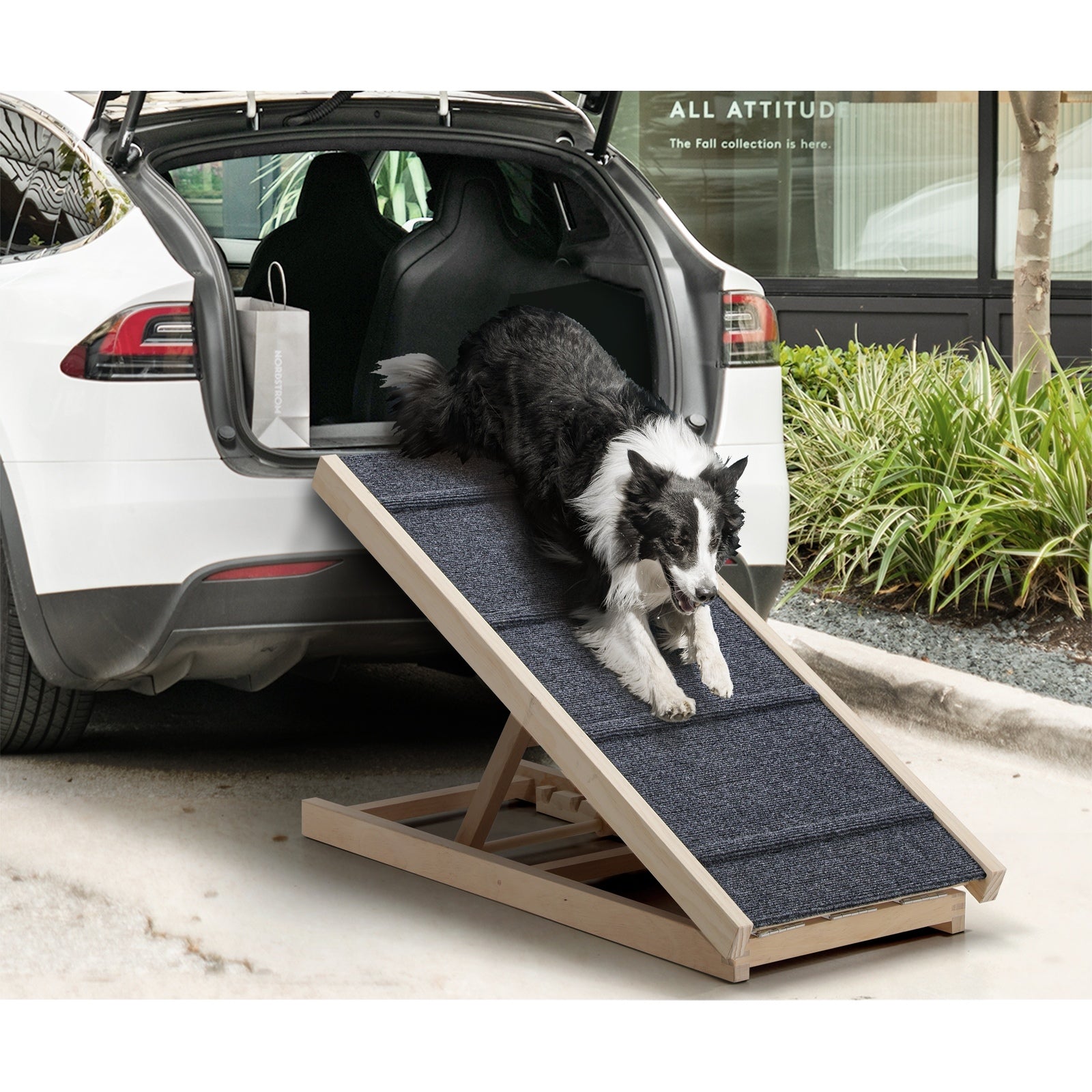 Alopet Dog Pet Ramp Adjustable Height Stairs Bed Sofa Car Foldable 100cm - Sunyee