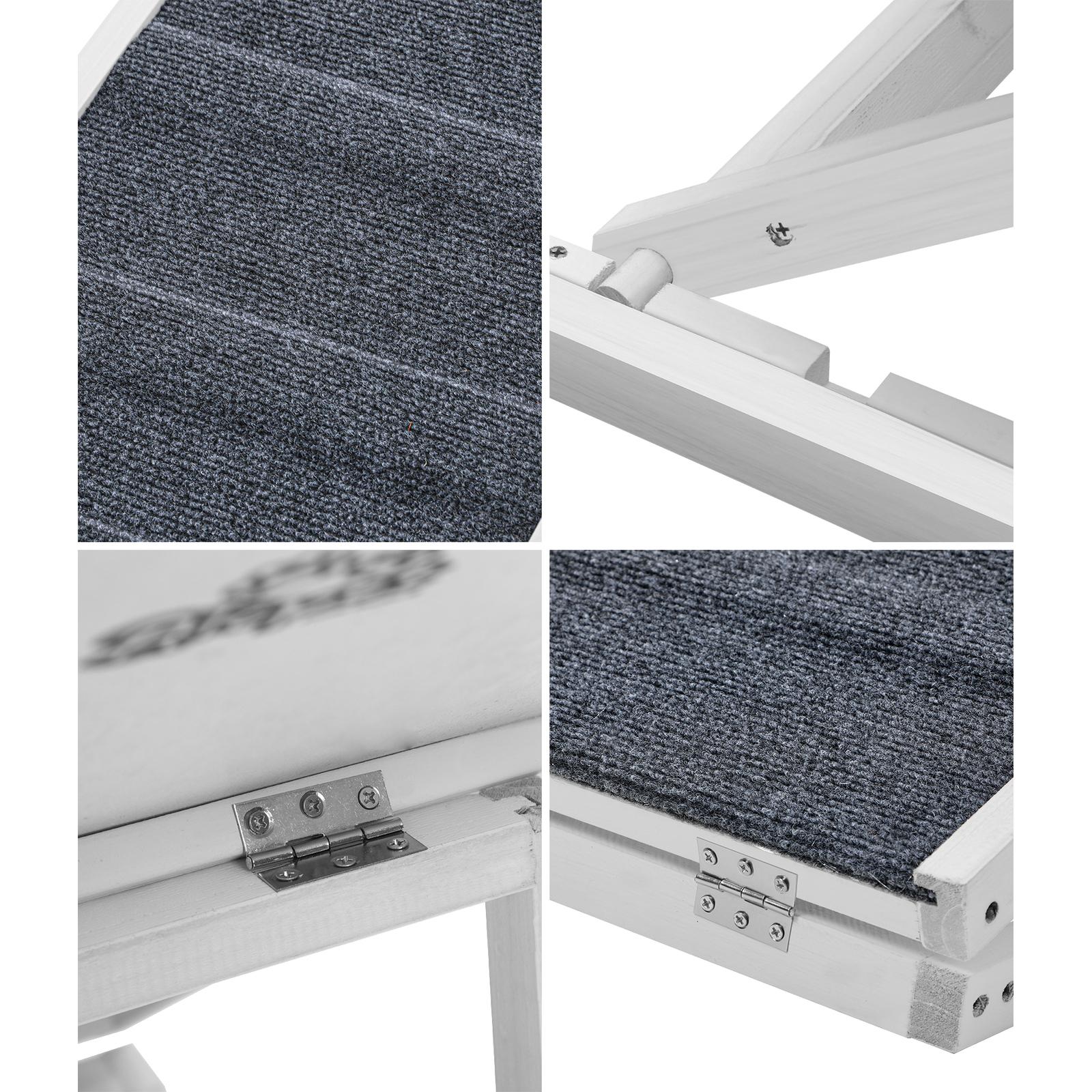 Alopet Dog Pet Ramp Adjustable Height Stairs Bed Sofa Car Foldable 100cm White - Sunyee