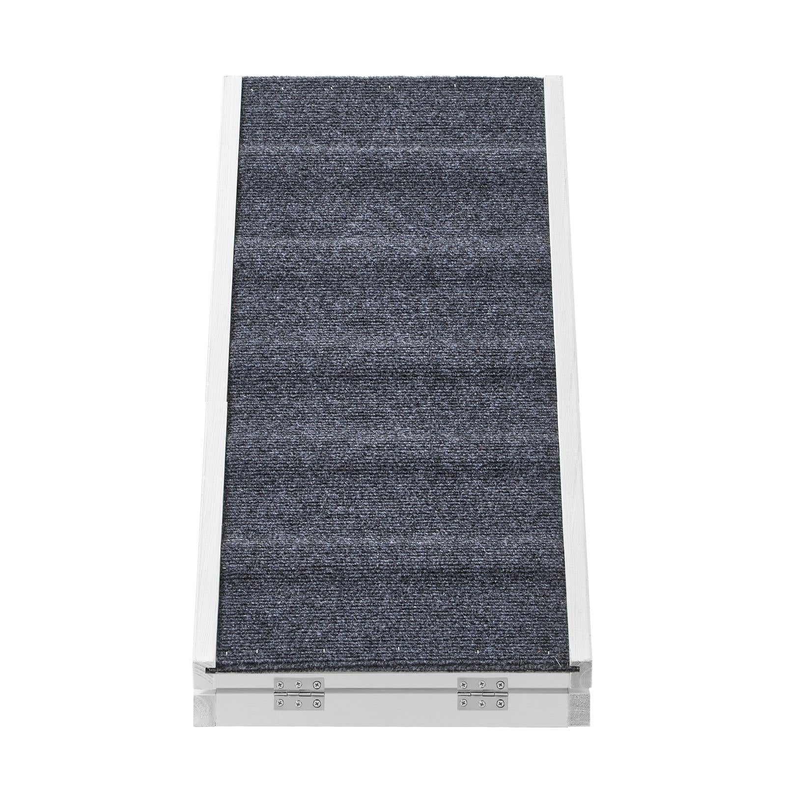 Alopet Dog Pet Ramp Adjustable Height Stairs Bed Sofa Car Foldable 100cm White - Sunyee