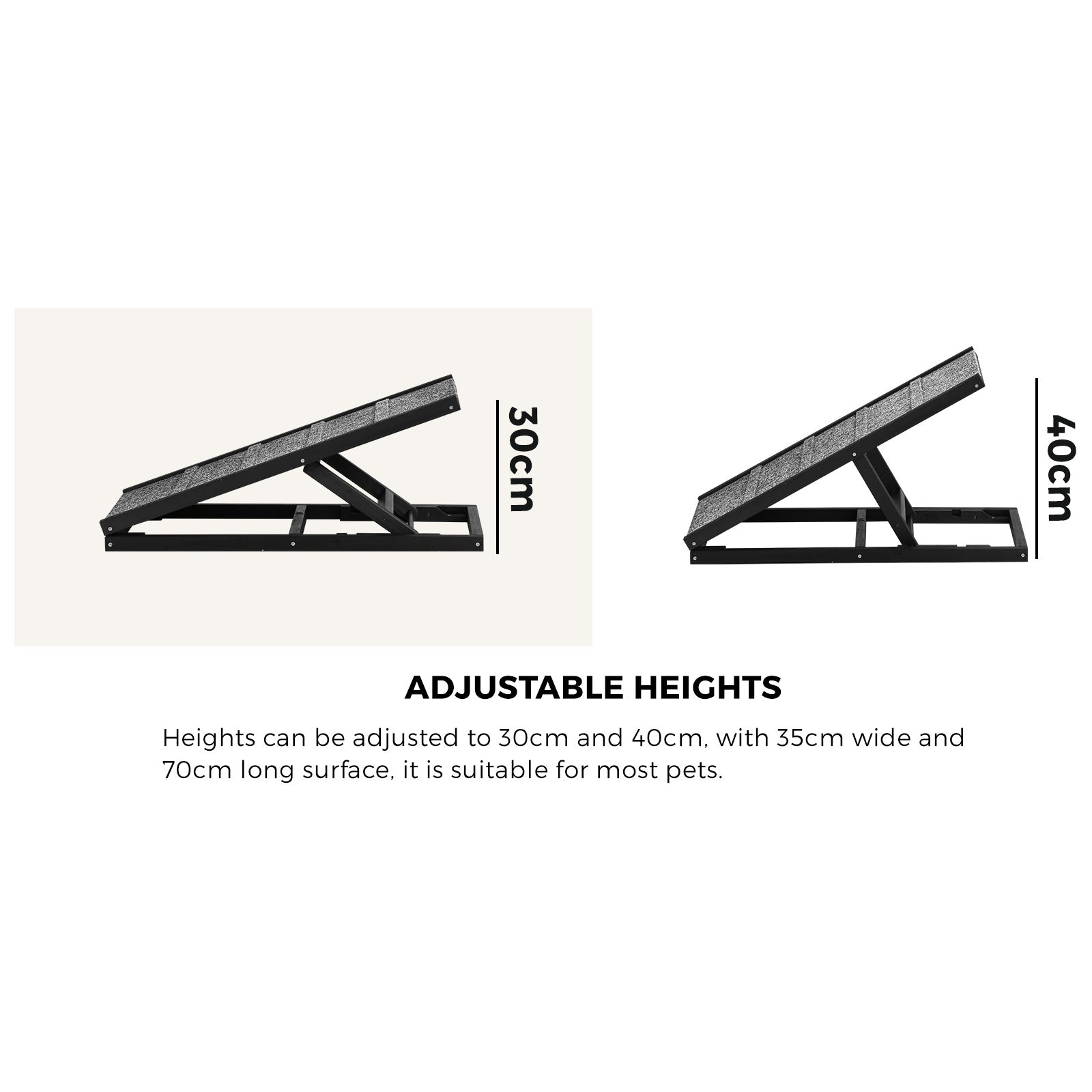 Alopet Dog Pet Ramp Adjustable Height Dogs Stairs Bed Sofa Car Foldable 70cm - Sunyee