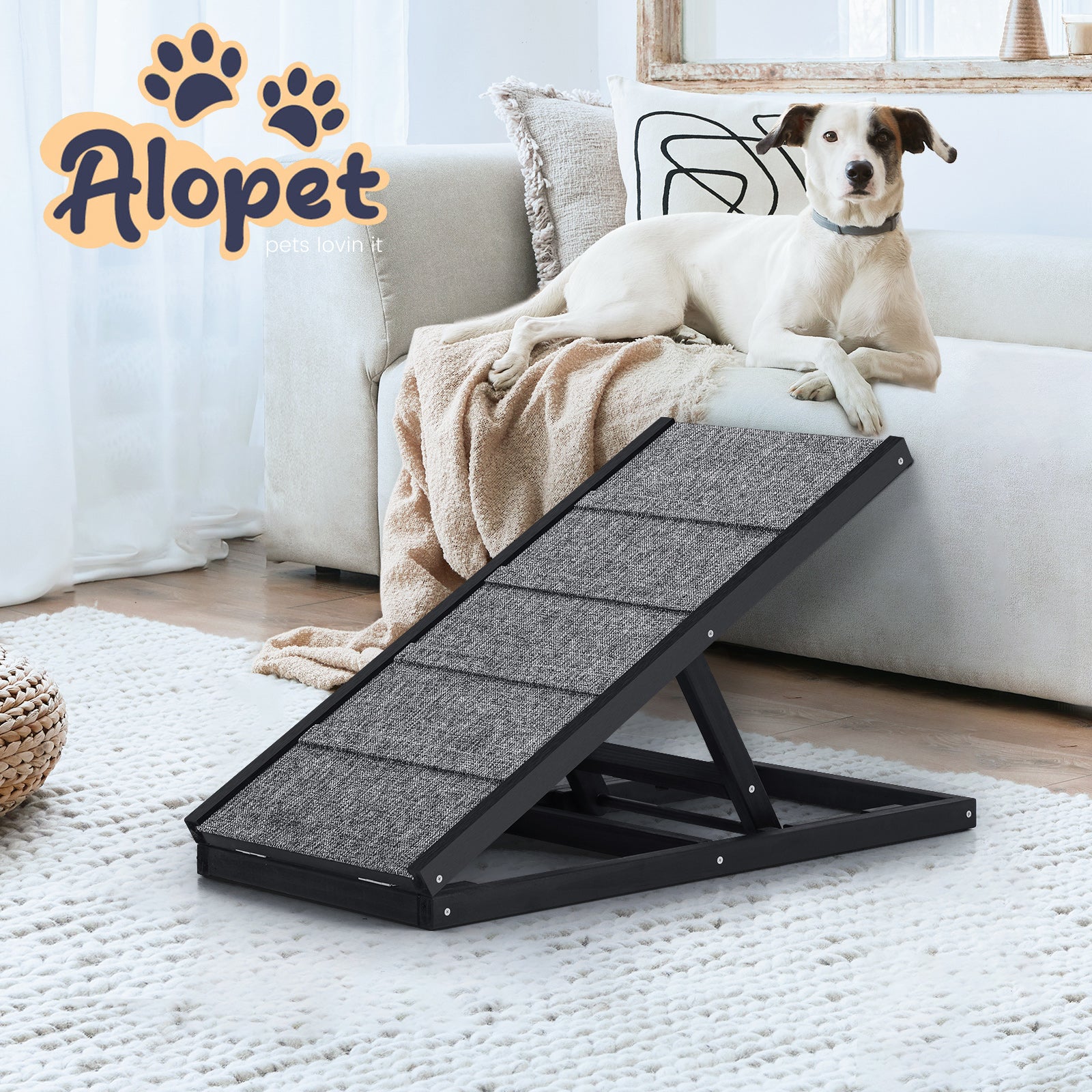 Alopet Dog Pet Ramp Adjustable Height Dogs Stairs Bed Sofa Car Foldable 70cm - Sunyee