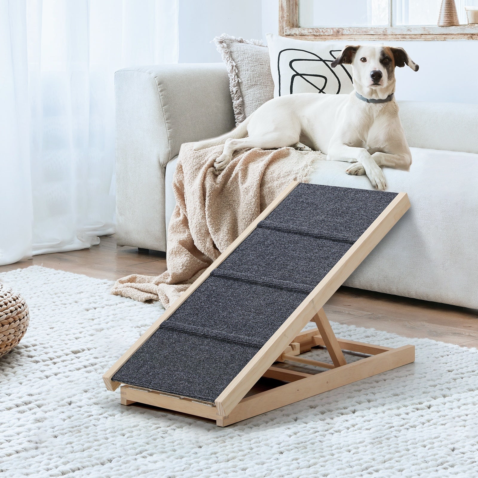 Alopet Dog Pet Ramp Adjustable Height Stairs Bed Sofa Car Foldable 70cm - Sunyee