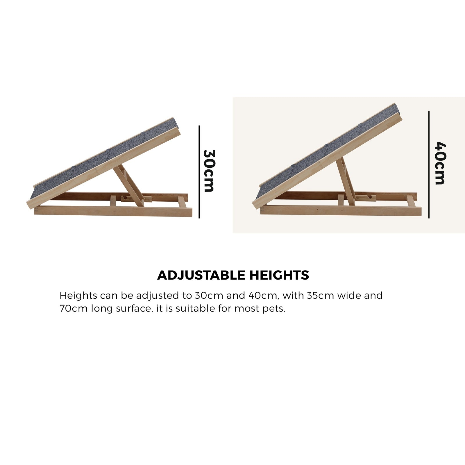 Alopet Dog Pet Ramp Adjustable Height Stairs Bed Sofa Car Foldable 70cm - Sunyee