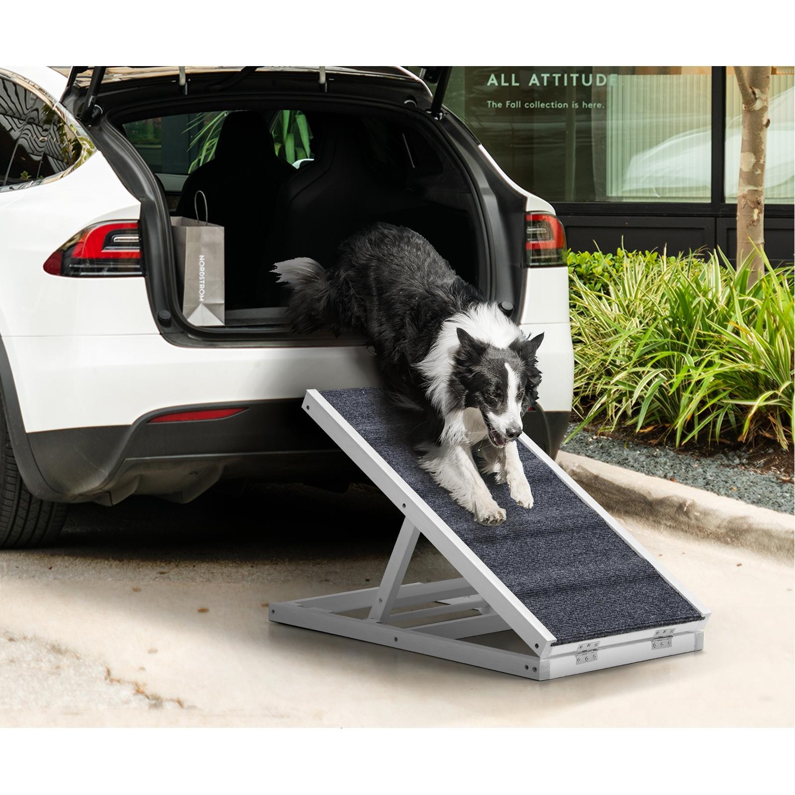 Alopet Dog Pet Ramp Adjustable Height Stairs Bed Sofa Car Foldable 70cm White - Sunyee