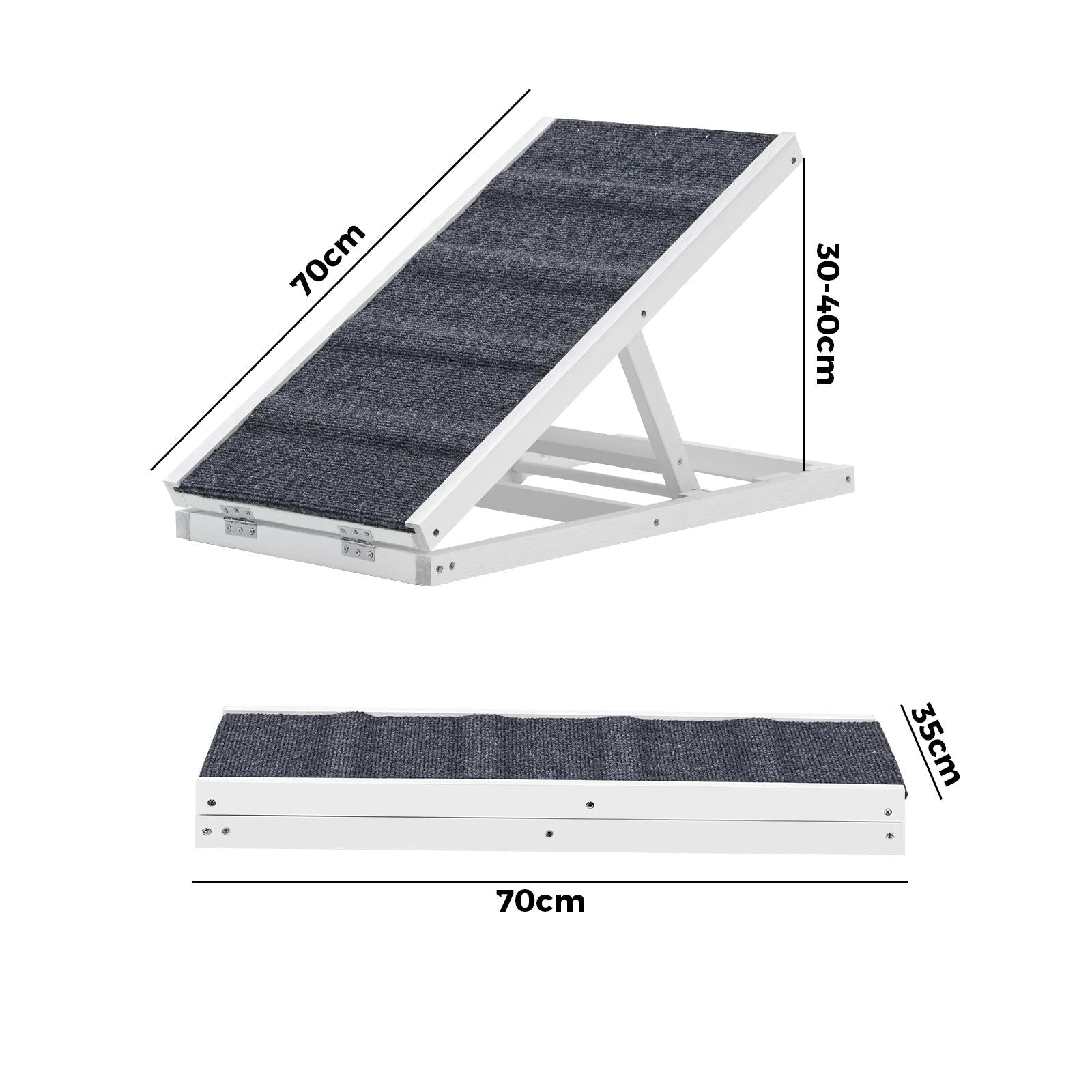 Alopet Dog Pet Ramp Adjustable Height Stairs Bed Sofa Car Foldable 70cm White - Sunyee