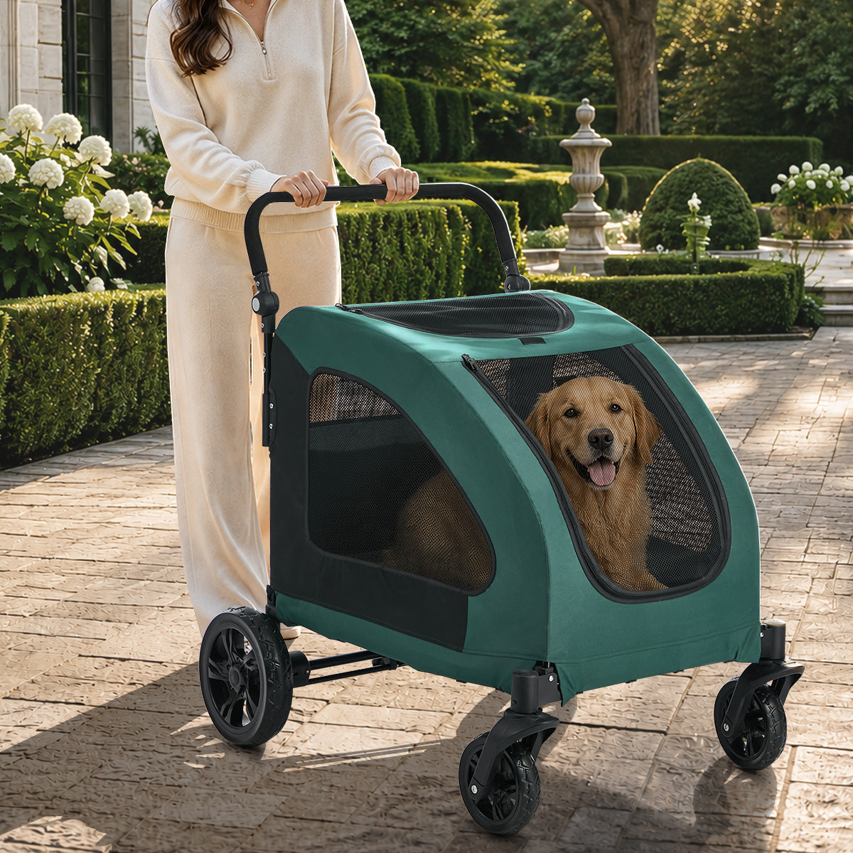 Alopet Pet Stroller Dog Cat Pram Large Carrier Cat Travel Foldable Strollers