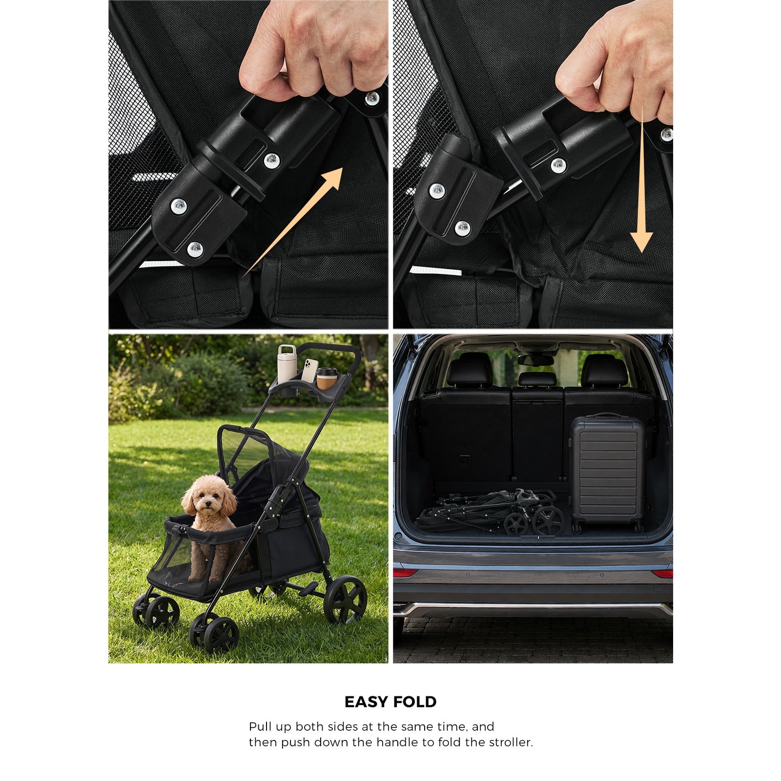 Alopet Pet Stroller for Small Medium Dogs & Cats Travel Foldable Lockable Wheels