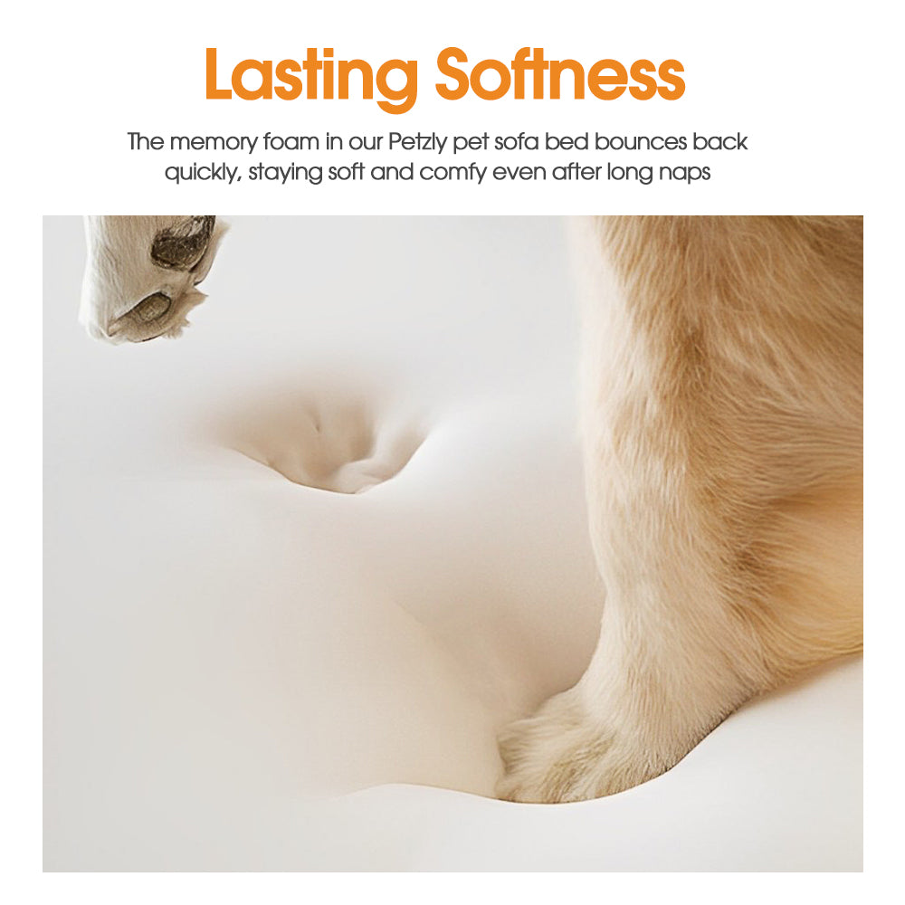 Petzly Memory Foam Dog Bed Pet Sofa Calming Bed Washable Removable Grey Large - Sunyee