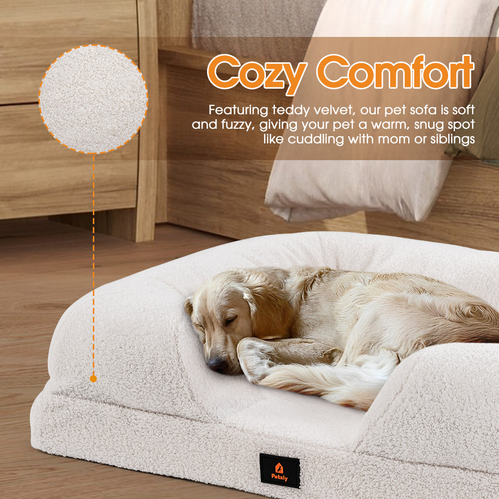 Petzly Memory Foam Dog Bed Pet Sofa Calming Bed Washable Removable - Sunyee