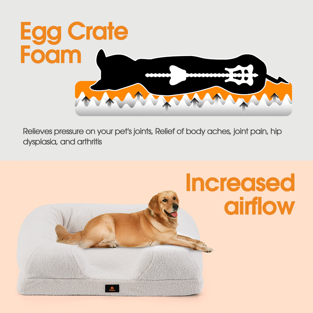 Petzly Memory Foam Dog Bed Pet Sofa Calming Bed Washable Removable - Sunyee
