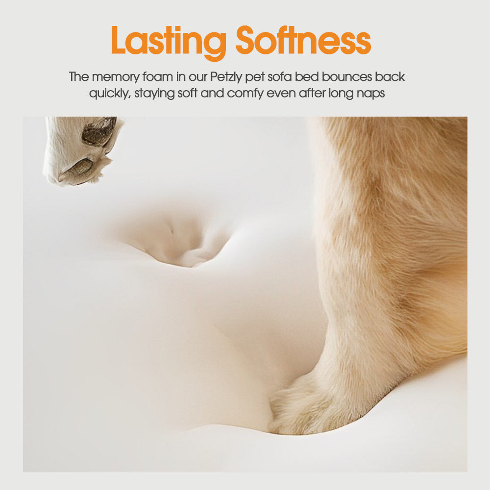 Petzly Memory Foam Dog Bed Pet Sofa Calming Bed Washable Removable White Large - Sunyee